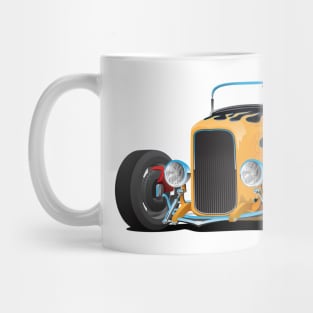 Custom Hot Rod Roadster Car with Flame Mug